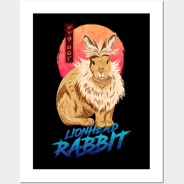 Lionhead Rabbit - Black Wall Art by Thor Reyes